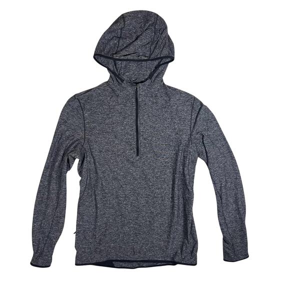 Lululemon Men's Surge Warm Hoodie 1/2 Zip Heathered Black Gray Pullover Small - Picture 1 of 7